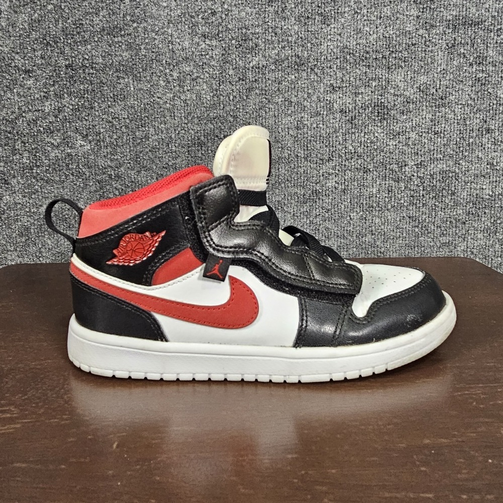 Nike Air Jordan 1 Mid AR6351-122 Red Black White Leather Sneaker Toddler Size 2Y - Picture 6 of 11